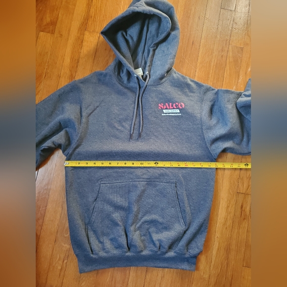 NWOT unisex cotton blend gray hoodie graphic SALCO Tool Supply sweater - Picture 2 of 7